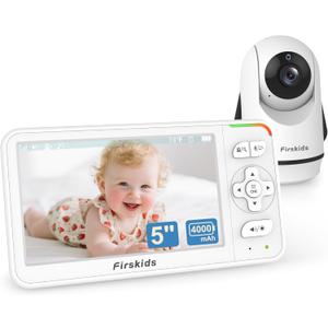 5" Baby Monitor with Camera and Audio, No WiFi Travel Baby Monitor, Pan Tilt Zoom Baby Camera Monitor with 2-Way Talk, 32H Battery, Room Temp Sensor, IR Night Vision, ECO Mode, 1000 Ft Range