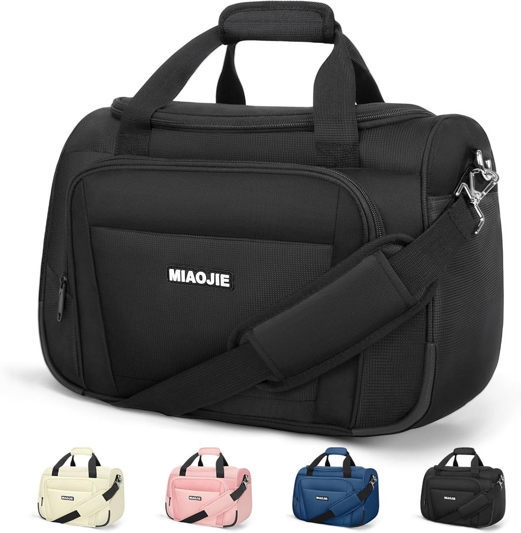 Underseat Carry On Luggage Lightweight Travel Tote Weekender Bag Overnight Duffle Bag for Travel, Travel Essentials Personal Item Travel Bag for Women and Men,Black-16Inch