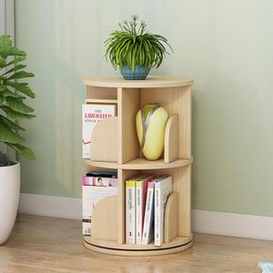 2 Tier Wood Bookshelf Office End Table,Nightstand with Storage Shelf,Rotating Side Table,Circle Nightstands for Bedroom,Modern Sofa Bedside Tables for Living Room,Easy Assembly.