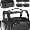 Makeup Brush Bag With 4 Mini Pouches, Makeup Brush Holder, Professional Makeup Artist Travel Case, Clear Waterproof Cosmetic Organizer Bag, with Adjustable Strap and Dividers