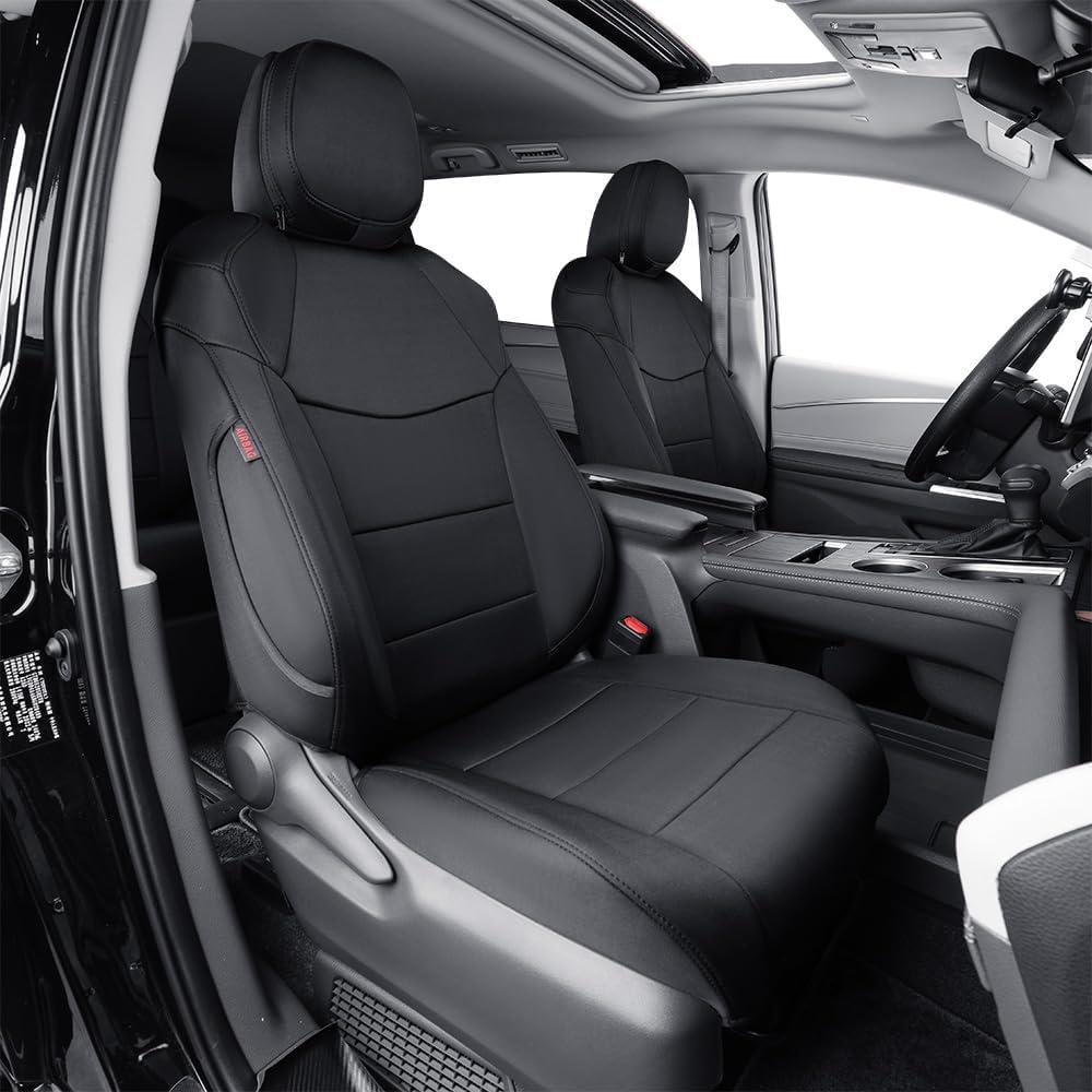 EKR Sienna Seat Covers for 2021-2026 Toyota Sienna XLE,XSE,Limited,Platinum,7 Seats,2nd Row Captain Chairs W/NO Legrest,Waterproof Seat Covers Full Set for Cars-Neoprene(Black)