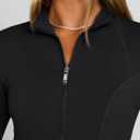 Trendy Queen Womens Lightweight Zip Up Jackets 2026 Athletic Workout Hoodies Spring Shirt Fitted Gym Clothes with Pocket (Black, L)