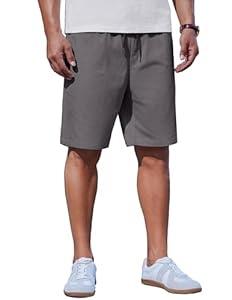COOFANDY Mens Shorts Casual Drawstring Elastic Waist Grey Summer Shorts with Pockets, Dark Grey, S