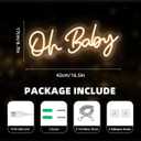 Oh Baby Neon Sign for Backdrop Wall Decor, Boy and Girl Baby Shower Decorations Led Light up Sign Compact 16.5x6.7 inch for Party Decor, Warm White