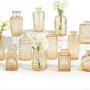 RUCKAE 12 Pack Glass Bud Vases Mini Flower Vase Small Vintage Vases for Centerpiece Table Wedding Decorations Home Decor Party (Gold)