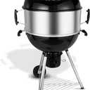 NutriChef Portable Outdoor Charcoal BBQ Grill, Barbecue Grills, Perfect for Picnic, Backyard, Patio, Camping, Offset Smoker with Cover