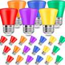 25 Pcs Christmas 2W LED Light Bulbs Replacement for Outdoor String Lights E26 Base Plastic Waterproof S14 LED Bulb for Wedding Halloween Patio Party Bar Decor(Multi Color)