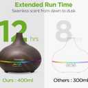 InnoGear Aromatherapy Diffuser & 10 Essential Oils Set, 400ml Diffuser Ultrasonic Diffuser Cool Mist Humidifier with 4 Timers 7 Colors Light Waterless Auto Off for Mother's Gift, Dark Wood Grain