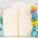 Fomcet Wedding Arch Cover 7.2FT, 6.6FT, 6FT Beige Spandex Fitted Fabric Arch Backdrop Cover Set of 3 Round Top Chiara Backdrop Stand Covers for Wedding Ceremony Birthday Party Baby Shower Decor