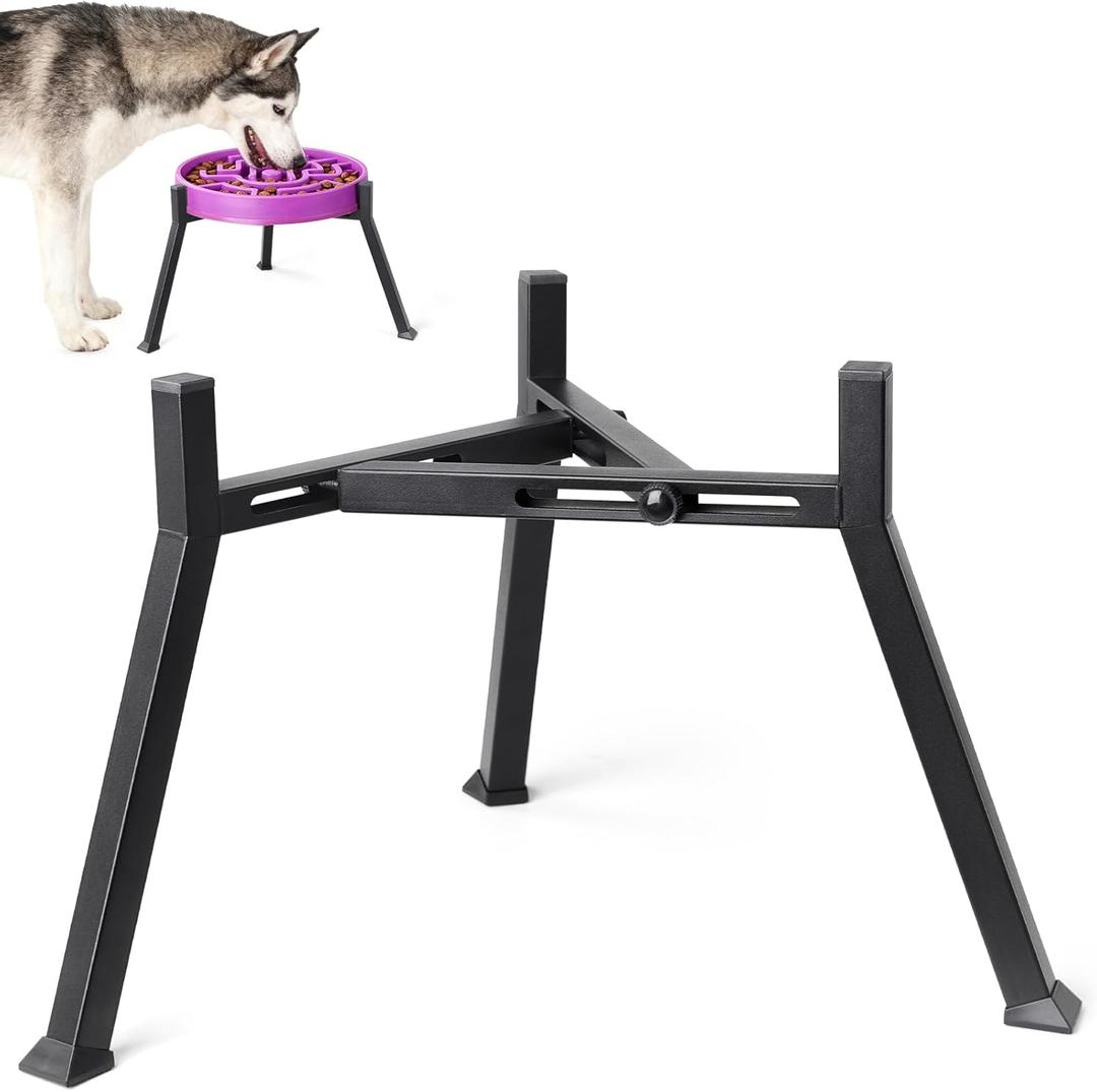 LOOBANI Elevated Dog Bowl Stand: Fits for Bowls Width 8.2"-11" (Without Bowls) Adjustable Width Anti-Slip Raised Dog Bowl Stand Food Feeder for Large Adult, Seniors, Older, Arthritis Dogs Black Large