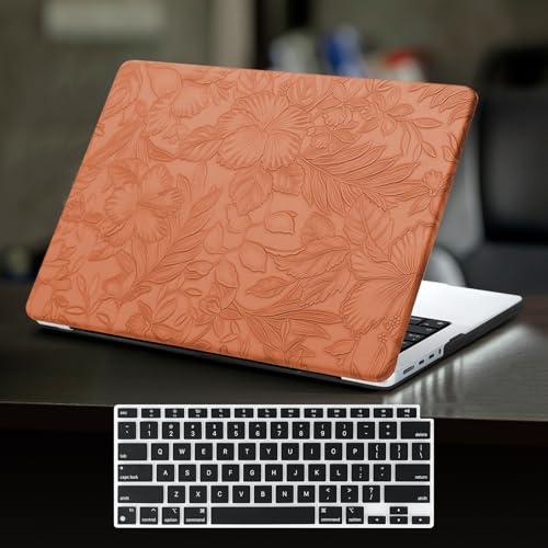 DTangLsm for MacBook Pro 14 inch Case 2026 M5, 2025 2024-2021 M4 M3 M2 M1 A3426 A3427 A3434 A3112 A3185 A3401 A2918 A2992 A2779 A2442 Pro Max, Textured Retro Leather Hard Case & Keyboard Cover, Brown