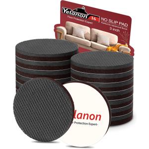 Yelanon Non Slip Furniture Pads -16pcs 3" Furniture Grippers, Non Skid for Furniture Legs,Self Adhesive Rubber Furniture Feet, Anti Slide Furniture Hardwood Floors Protectors for Keep Couch Stoppers