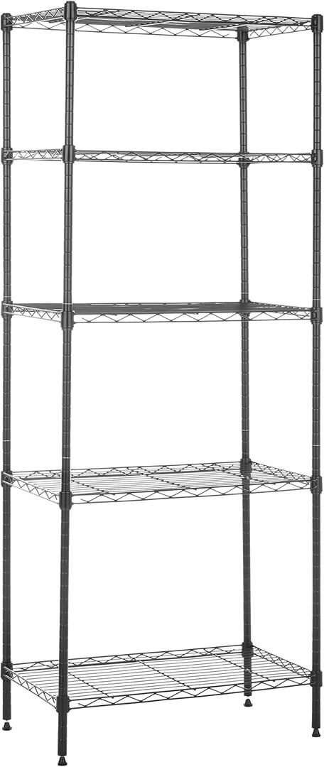 Amazon Basics 5-Shelf Multipurpose Adjustable Sturdy Steel Storage Shelving Unit, Easy Assembly, 13.4" D x 23.2"W x 60"H, Black