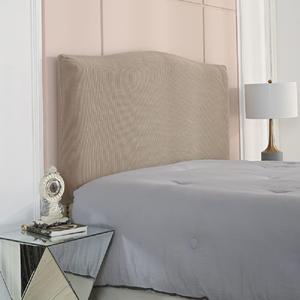 Soft Stretch Bed Headboard Slipcover, Solid Color Dustproof Bed Head Protector Cover for Full Queen King Size Bedroom Decoration (Tan, King headboard Length(74.5-82))