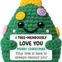 Handmade Crochet Christmas Tree Gifts for Boyfriend Girlfriend Husband Wife,Funny Xmas White Elephant Gift Stocking Stuffers for Adults,Christmas Ornaments Decorations Romantic I Love You Gift for Her