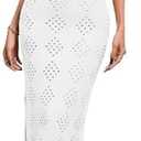 Fisoew Womens Crochet Swimsuit Cover Up Sleeveless Halter Neck Sexy Bodycon Backless Summer Knit Beach Vacation Maxi Dress XXL