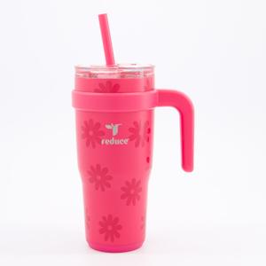 Pink Floral Stainless Steel Travel Mug 24 Oz  