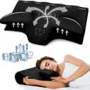 Cervical Neck Pillow for Pain Relief,Ergonomic Contour Memory Foam Pillows for Sleeping,Cooling odorless Neck Support Pillow for Side Back Stomach Sleeper,with Washable Pillowcase,Black (Queen)