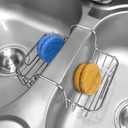 BuleVina Stainless Steel Sponge Holder for Kitchen Sink - Never Rust Hanging Saddle Double for Soap Kitchen Sink Caddy 2.2 inch, Rustproof Organizer for Dishwashing and Brush Drying