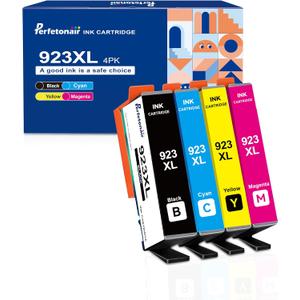 923XL Ink Cartridges with Chip Replacement for HP 923e 923XL Ink Cartridges Combo Pack for HP OfficeJet Pro 8130 8120 8122 8124 8125 8132 8134 8135 8138 8139 Printer (Black Cyan Magenta Yellow)