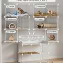 Cat Cage, DIY Cat Enclosures, 42" x 16" x 28" Cat Playpen Indoor & Outdoor with Hammock & Cat Bowl, Detachable Metal Wire Kennel Cats Crate