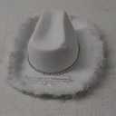 YBHOMINE Cowboy Hat with Heart Sunglasses - Cowgirl Hat with Feather Boa Brim for Women&Men,Bachelorette Party Halloween (White)