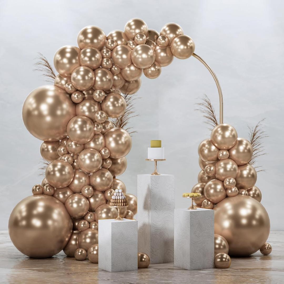 PartyWoo Metallic Gold Balloons 100pcs Different Sizes of 18 12 10 5 Inch Chrome Gold Balloon Arch Kit Garland for Birthday Graduation Baby Shower Wedding Bachelorette Party Decorations Gold-G127