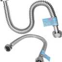 2 PACK Plus 1 inch Flexible Water Line, Water Heater Hose 1"FIP x 1" FIP x 24" Length, Stainless Steel Corrugated Water Heater Connector, Softener Flex Hose For Tankless (ID 0.95")