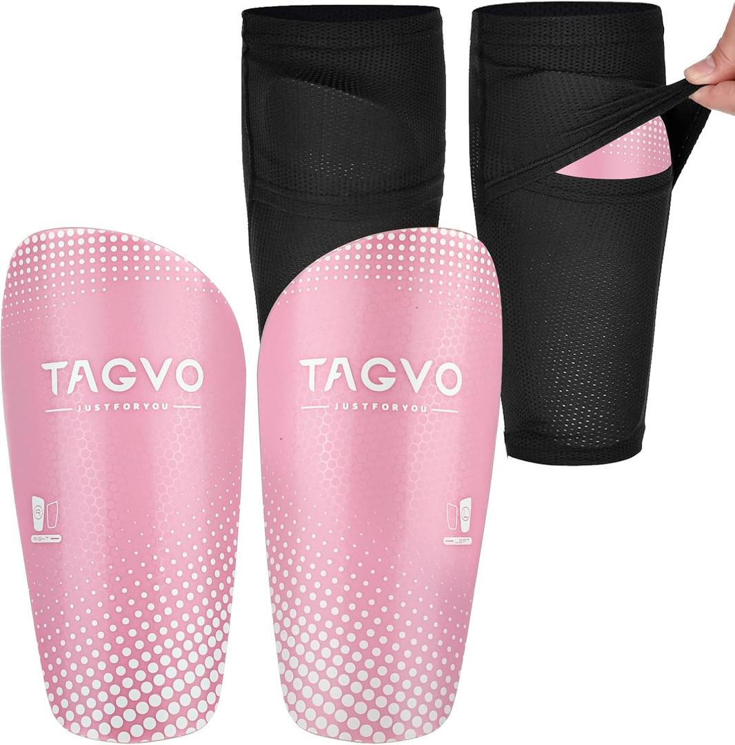 TAGVO Soccer Shin Guards for Kids Youth, Shin Pads and Shin Guard Sleeves with Optimized Insert Pocket, Protective Soccer Equipment for Boys Girls Men (Medium)