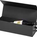 Wine Gift Box 12.8 x 3.8 x 3.8 in,Bottle Gift Box For Liquor Presents,For Wine and Champagne,Magnetic Collapsible Gift Box Wine Bottle Gift Packaging for Weddings,Anniversaries, Parties (Black-01)