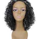 LUXLUXE Tatiana Curly Body Waves 15 in Long Half Wig Half Cap Wig, Mix Human Hair and Synthetic Fibers, Multiple Shades of Natural & Blended Colors (#FF2460 - Dark Charcoal Gray)