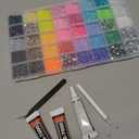 40000Pcs 40 Colors Jelly Rhinestones for Bedazzling, 3mm Multicolor Resin Flatback Gems for Diamond Art, Bedazzler Kit with 3Pcs 10ml B7000 Jewelry Glue for Crafting Book Shoes Nail Art (Ultra Large Packs + 3Pcs Glue | 3mm Beads)