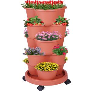5-Tier Vertical Garden Tower Stackable Planter for Strawberries, Flowers, Vegetables & Herbs(Indoor & Outdoor)