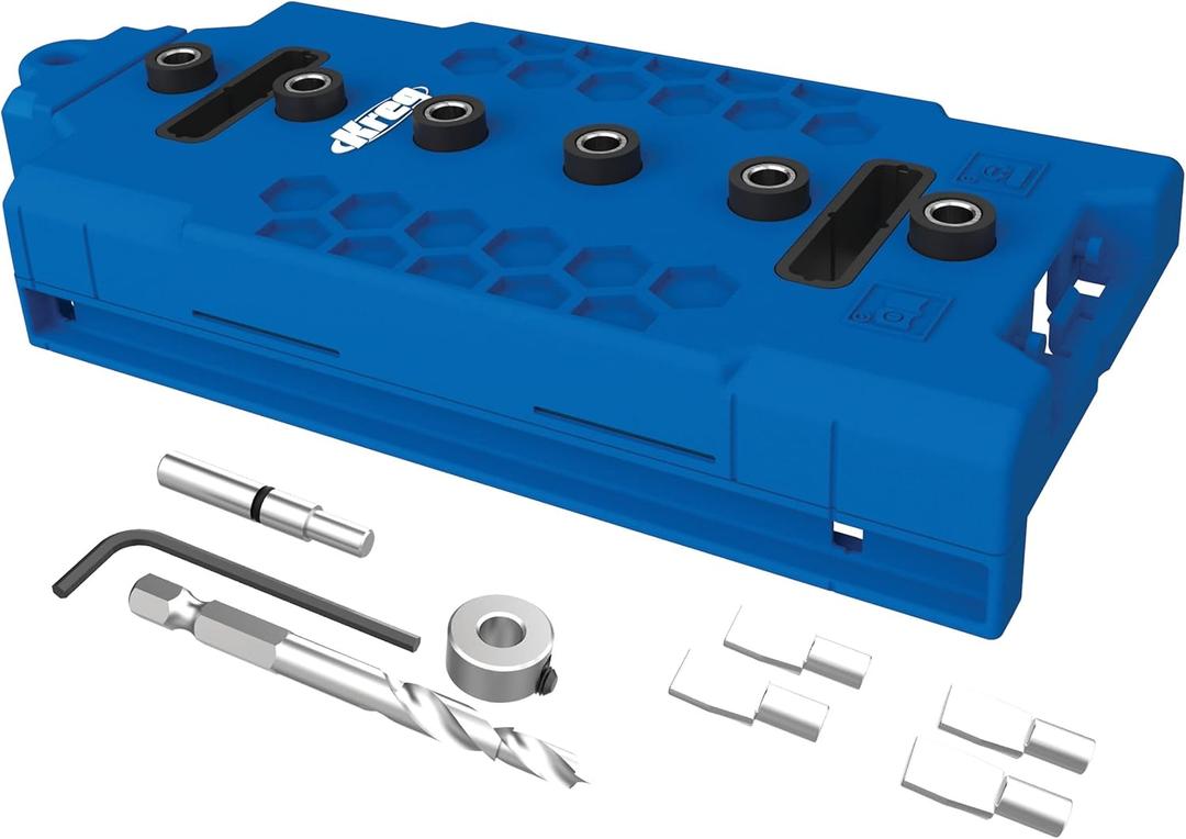 Kreg Shelf Pin Jig 1/4 Inch - Cabinet Shelf Hole Drilling Guide - Edge Aligned Precision Jig - Adjustable Shelf Pin Tool - KMA3225