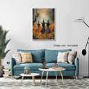Vintage Halloween Wall Art Print Magical Beautiful Enchanting Witches In The Woods Canvas Poster Witch Decor Vintage Room Decor for Home Living Room Aesthetic 24x36inch Unframed