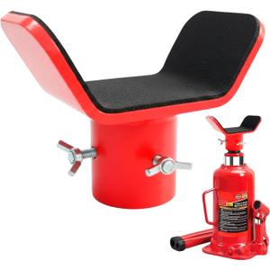 Adjustable Bottle Jack Adapter with Triple-Lock, Secure Wobble-Free Fit for 2T-12T Bottle Jacks, Heavy Duty 1/4" Steel Saddle for 3" & 4" Axle Tubes on RV, Truck, Trailer