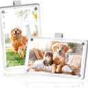 2Pack Acrylic Car Picture Frame,Powerful Magnetic Car Picture Holder with Visor Clips for Cars,Personalized Car Visor Picture Frame for Horizontal and Vertical Display of Photographs(4.75x2.78in/2PCS)