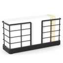 Wican Vertical Stance Bathroom Napkin Holder Takes Up Less Space for Small Guest Bathroom Oak and Iron Towel Tray for Powder Room Table Wooden Basket for Disposable Paper Hand Towels Matte Black 2PC