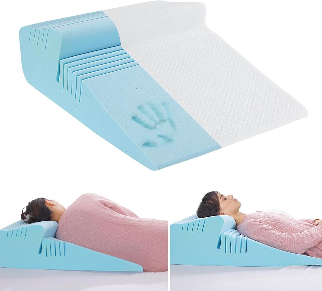 HOMBYS Memory Foam Wedge Pillow for Back and Side Sleepers, Extra Large 31 x 23 inch Supportive Pillow, Wave-Shaped with Cut Lines, Removable & Washable Pillow Cover (White, 31"x23.6"x10")