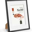 8x10 inch Picture Frame, 8x10 Photo Frames with 5x7 Removable Mat, High Definition Plexiglass, Vertical and Horizontal Display, Wall Hanging Photo Frame, Black, 2 Pack