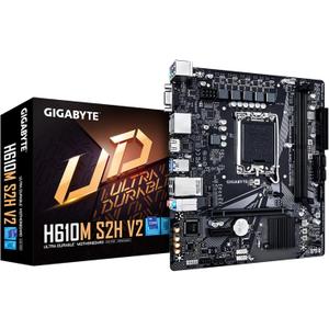 GIGABYTE H610M S2H V2 Motherboard, Supports 14th/13th/12th Gen Intel Core Processors (LGA 1700), mATX, DDR5, 1x M.2, PCIe 4.0, USB-C, HDMI, 2X DisplayPort, D-Sub, 1GbE LAN