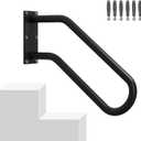 Hand Rails for Outdoor 1-2 Steps, Indoor Stairs, Bathroom, Wall Mount Non-Slip U-Shape Stair Hand Railing Black 1 Pack