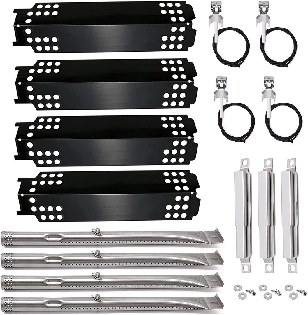 Yiming Grill Replacement Parts for Charbroil 463436215, 463436214, 463439915, 463436213, 463439914 Grill Models. Grill Burner Tubes, Heat Plate Shields, Carryover Tubes, and Grill Igniter Kit. (Sliver+Black+White)