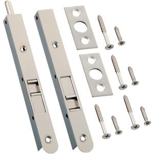 2 Pack 7 Inch Flush Bolt for Double Door, Heavy Duty Chrome Plating Flush Latch Bolts, French Lock for Opening and Composite Wood Double Dummy Door (Brushed Satin Nickel)