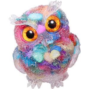 Jovivi 2.5" Rainbow Shell Crystal Owl Statue Carved Resin Reiki Healing Crystal Pocket Stone Sculpture Gemstone Animal Owl Figurines Ornament Cute Room Office Decor Gifts