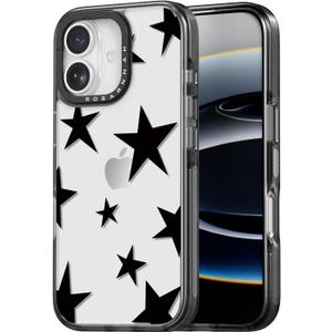 for iPhone 17 Case Cute - Durable Shockproof 6.6 ft Drop Impact Phone Case - Funny Five-Pointed Star Design (6.3") Black