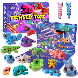 3D Printed Animals Toys, Mini Figures Cool Stuff Desk Pet, Christmas Advent Calendar For Kids, Birthday Gift For Boys And Girls, Party Favors, Including Dragons, Axolotl, Rabbit, Turtle, Frog, Etc.