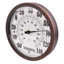 12'' Indoor Outdoor Thermometer Large Numbers, Hanging Decorative Wall Thermometer with Stainless Steel Enclosure, No Battery Needed Weather Thermometers for Patio, Home, Garden Decoration (Bronze)