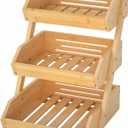 G.a HOMEFAVOR Bamboo Fruit Basket, Fruit Organizer for Kitchen Counter, Vegetable Storage Stand, 15 mm Thickness (Self-assembly) (3-Tier)