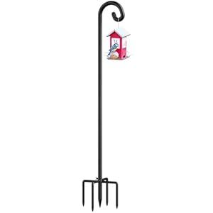 Hemndic Adjustable Shepherds Hooks for Outdoor, 76 Inch Heavy Duty Bird Feeder Stand with 5 Prongs Base, Garden Bird Feeder Pole for Hanging Bird Feeders, Plant Baskets, Wind Chime, Lantern